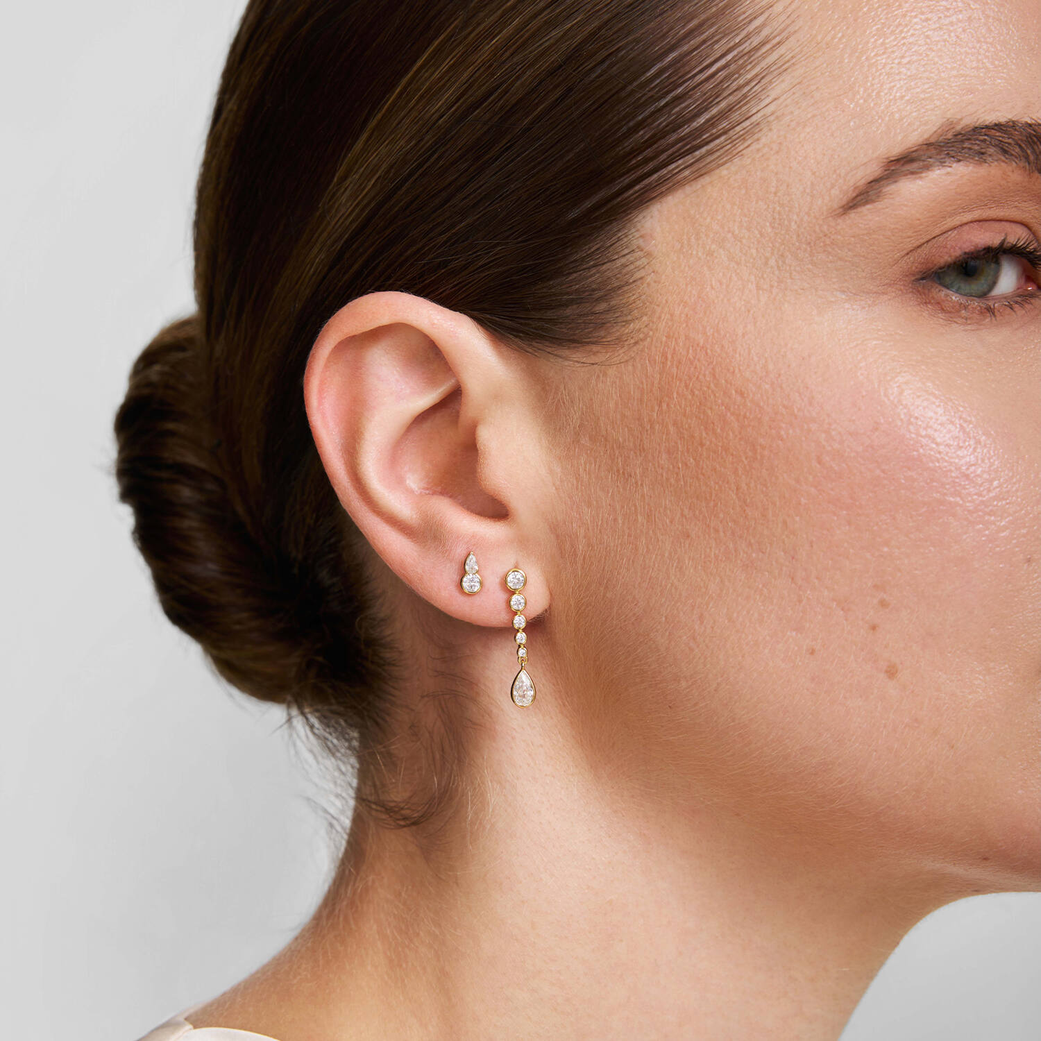  Wanderer - Ear studs - Silver / 14kt GP - Zirconia